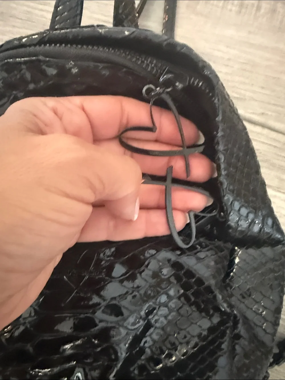 Victoria's Secret Black Faux Snakeskin Mini Backpack